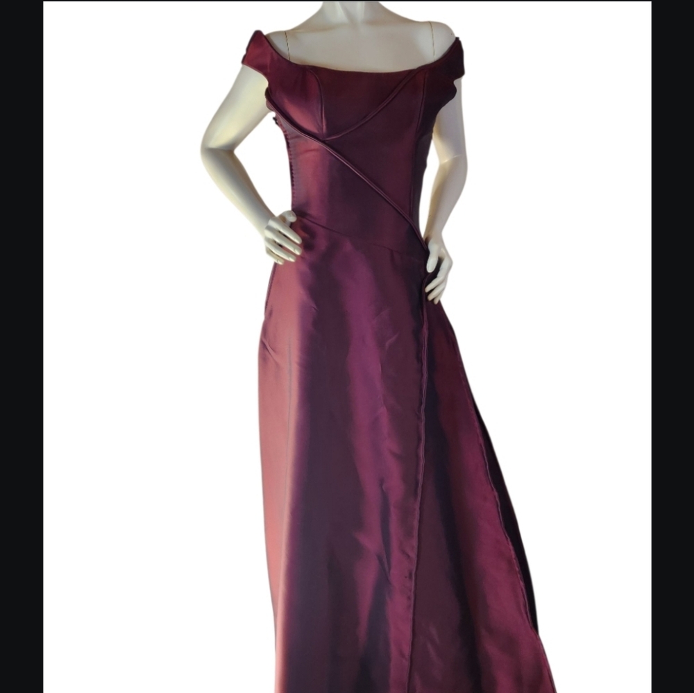 Couture Made Burgundy Ballgown Maxi Dress